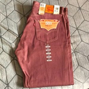 Levi’s 501 Mens Straight Leg Jeans - Light Red